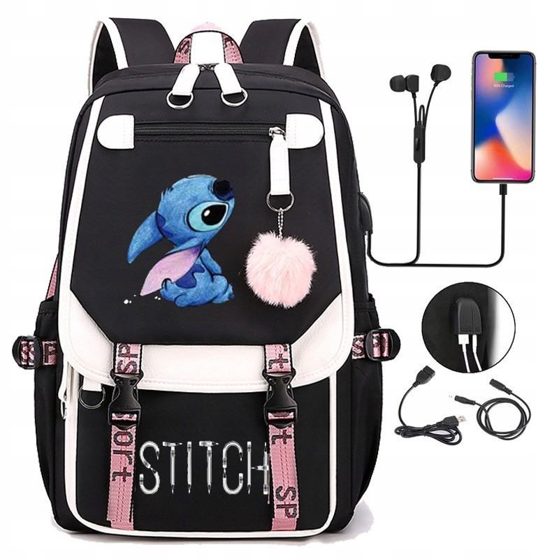 Viackomorový školský batoh Lilo and Stitch SH, čierny
